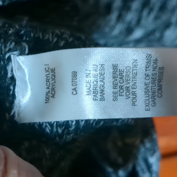 BURNSIDE* heathered knit navywhite long sleeve kanga pkt hoodie knit cuffs/waist - Picture 10 of 13